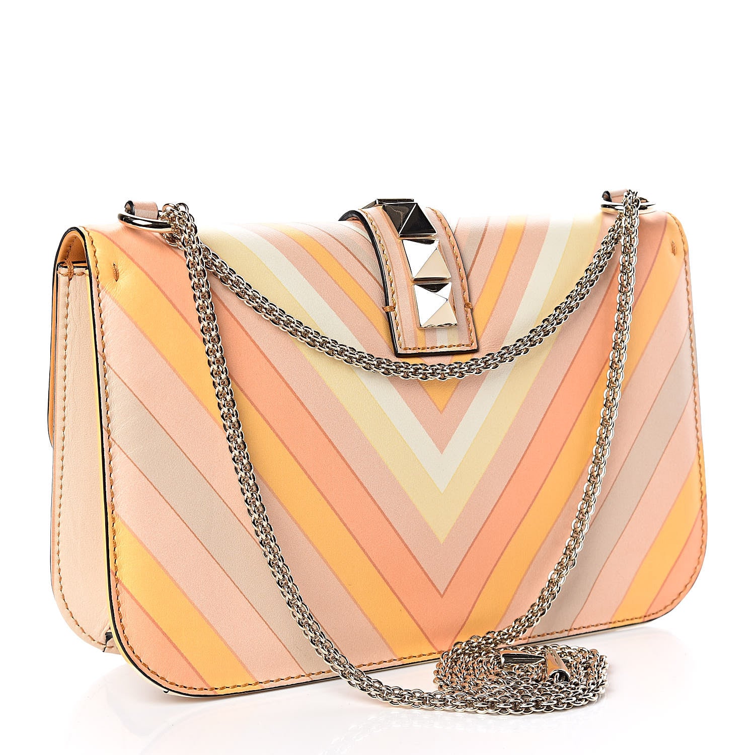 Valentino Garavani Vitello Native Couture 1975 Medium Glam Lock Rockstud Flap Mandarin Sorbet 3 of 10