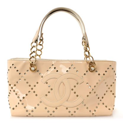 Chanel Patent Perforated CC Tote White 1 of 12