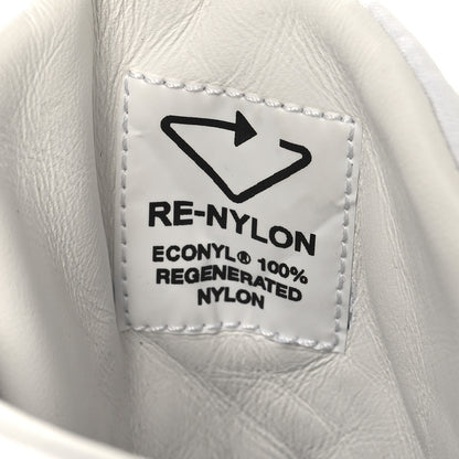 Prada Re-Nylon Gabardine Metal Triangle Logo Wheel Pouch Pocket High Top Sneakers 40.5 White 8 of 10