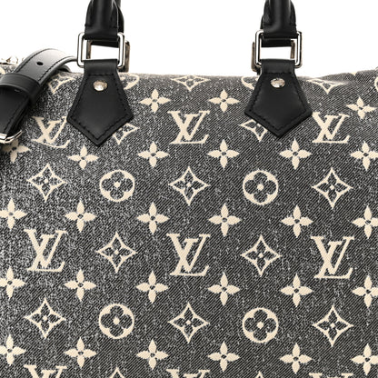Louis Vuitton Denim Monogram Jacquard Speedy Bandouliere 25 Black 8 of 10