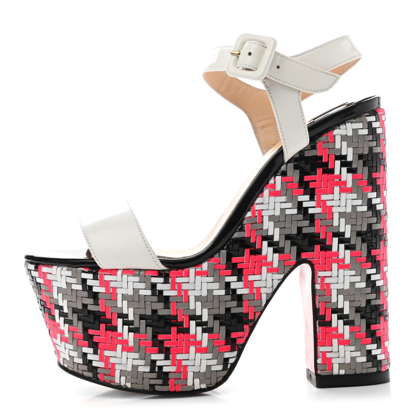 Jazz Patent Tresse Belle Tige 160 Platform Sandal White Fluo Rose