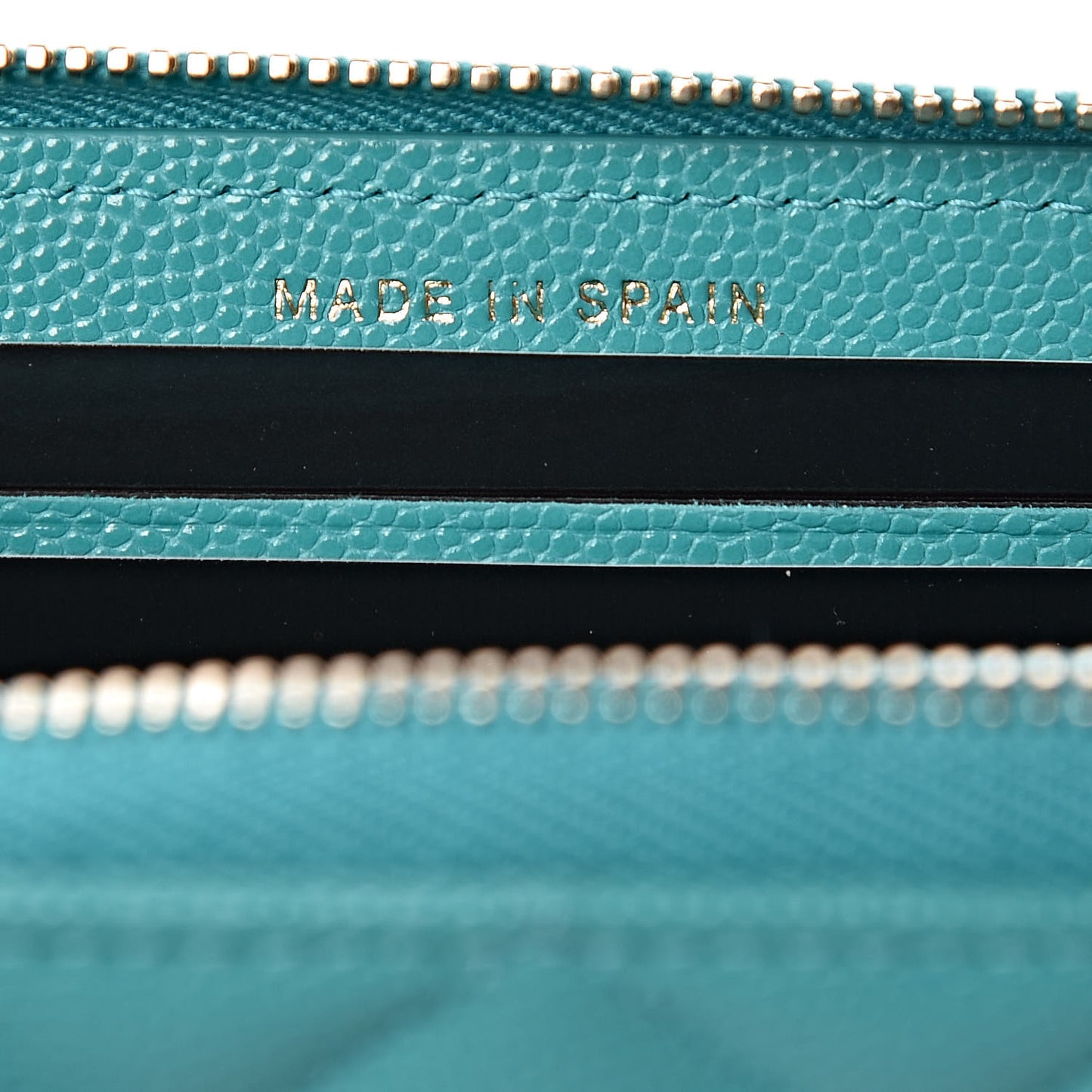 Caviar Quilted Small Zip Around Wallet Turquoise