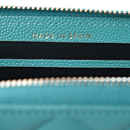 Chanel Caviar Quilted Small Zip Around Wallet Turquoise 7 of 9