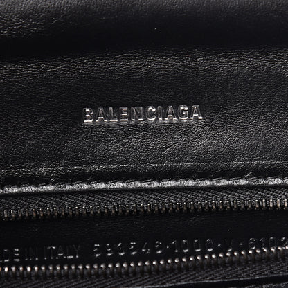 Balenciaga Shiny Calfskin Monochrome Crocodile Embossed Small Hourglass Top Handle Bag Black 8 of 10