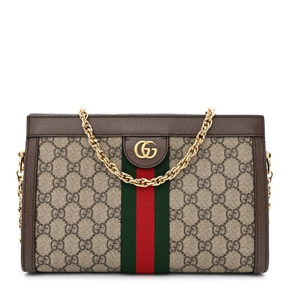 Gucci GG Supreme Monogram Web Small Ophidia Chain Shoulder Bag Brown 1 of 10