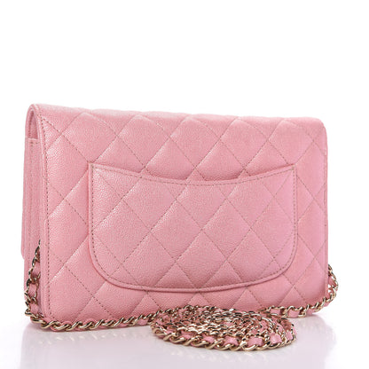 Chanel Iridescent Caviar Quilted Wallet on Chain WOC Rose Pink 3 of 11