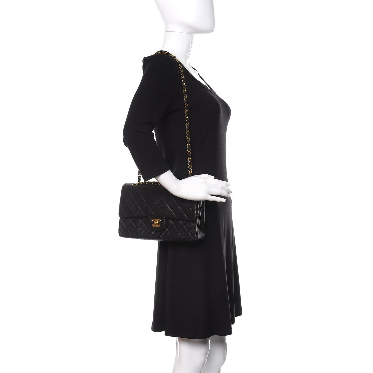 Lambskin Quilted Medium Double Flap Black