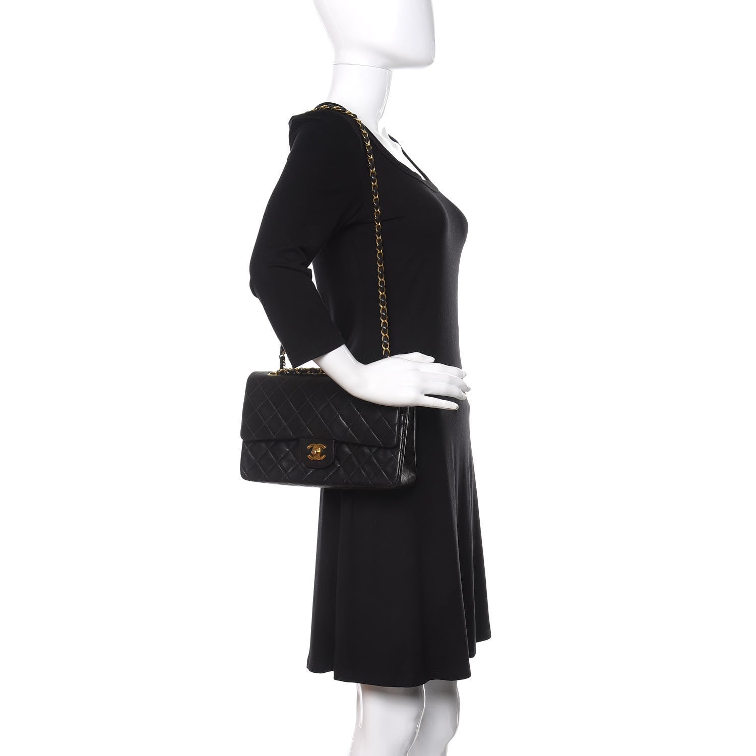 Chanel Lambskin Quilted Medium Double Flap Black 3 of 15