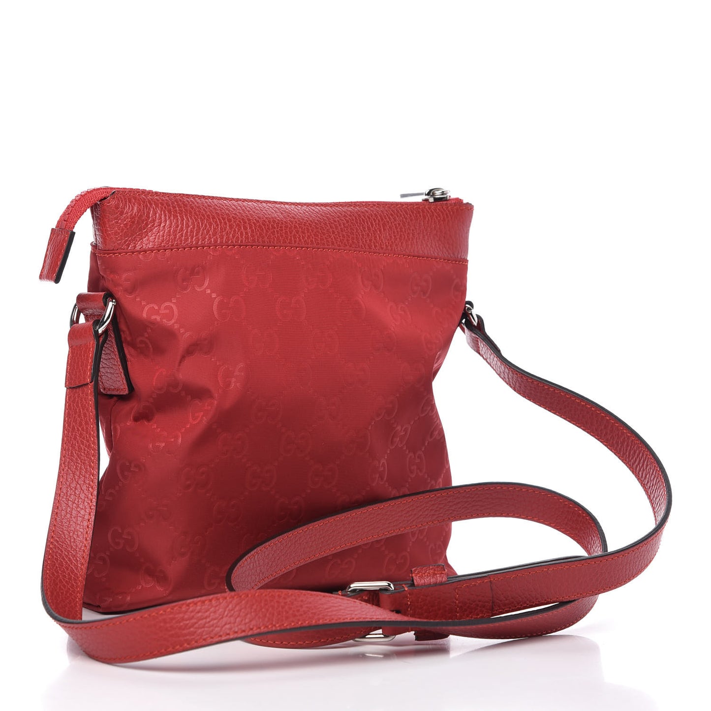 Nylon Monogram Dollar Calfskin Small Flat Messenger Bag Vibrant Red
