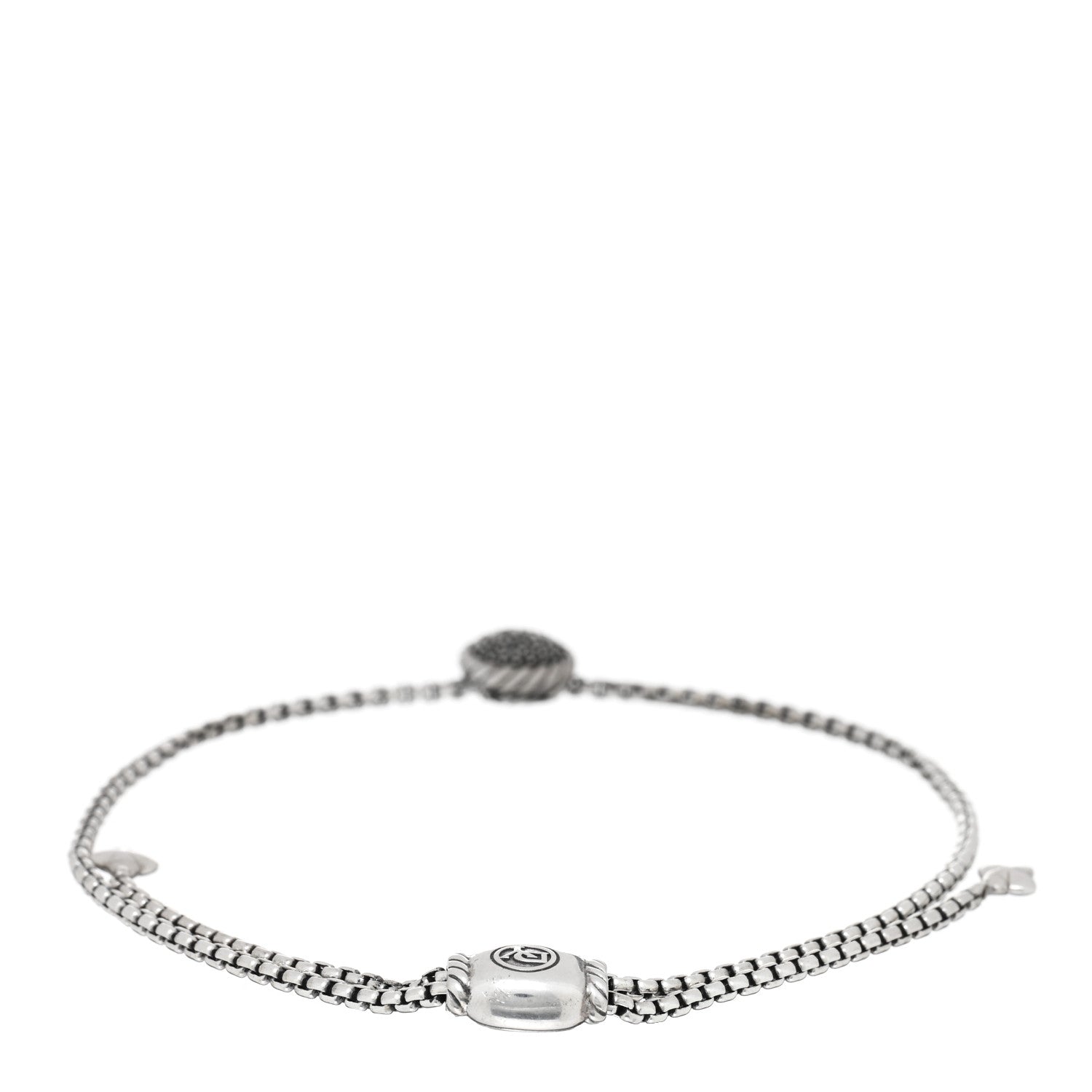 David Yurman Sterling Silver Black Diamond 9mm Chatelaine Petite Pave Bracelet 2 of 3