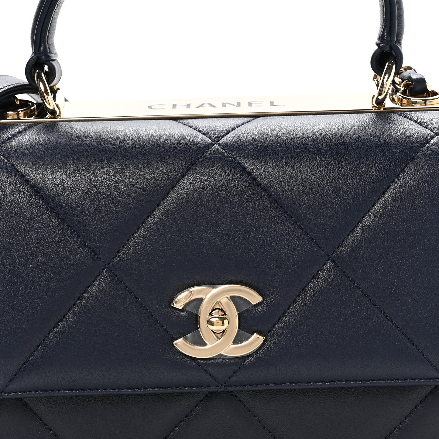 Lambskin Quilted Medium Trendy CC Flap Dual Handle Bag Blue
