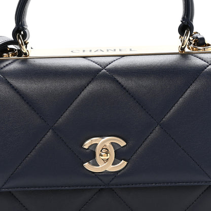 Chanel Lambskin Quilted Medium Trendy CC Flap Dual Handle Bag Blue 8 of 10