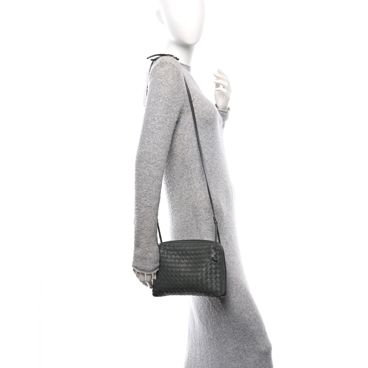 Bottega Veneta Nappa Intrecciato Nodini Crossbody Messenger New Light Grey 2 of 11