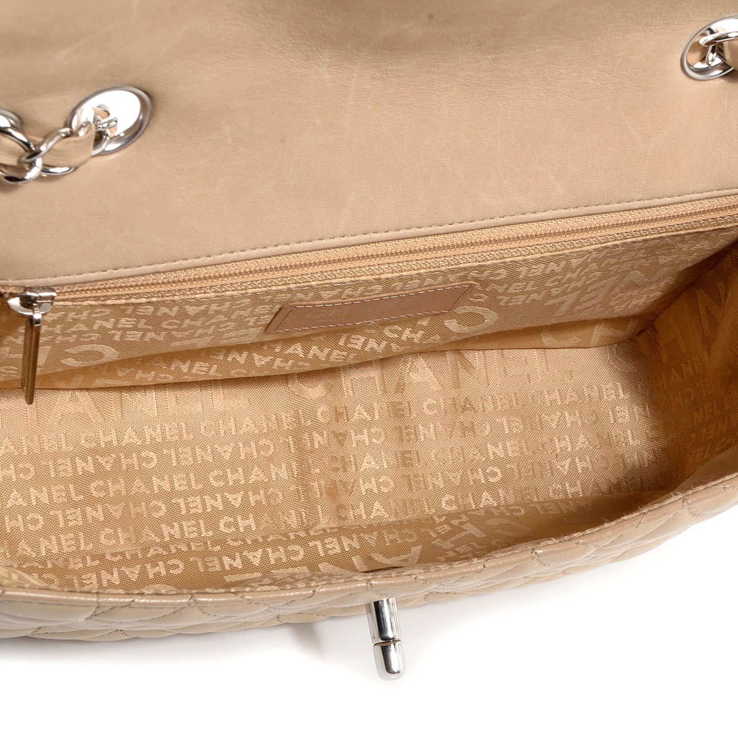 Lambskin Quilted Small Flap Beige