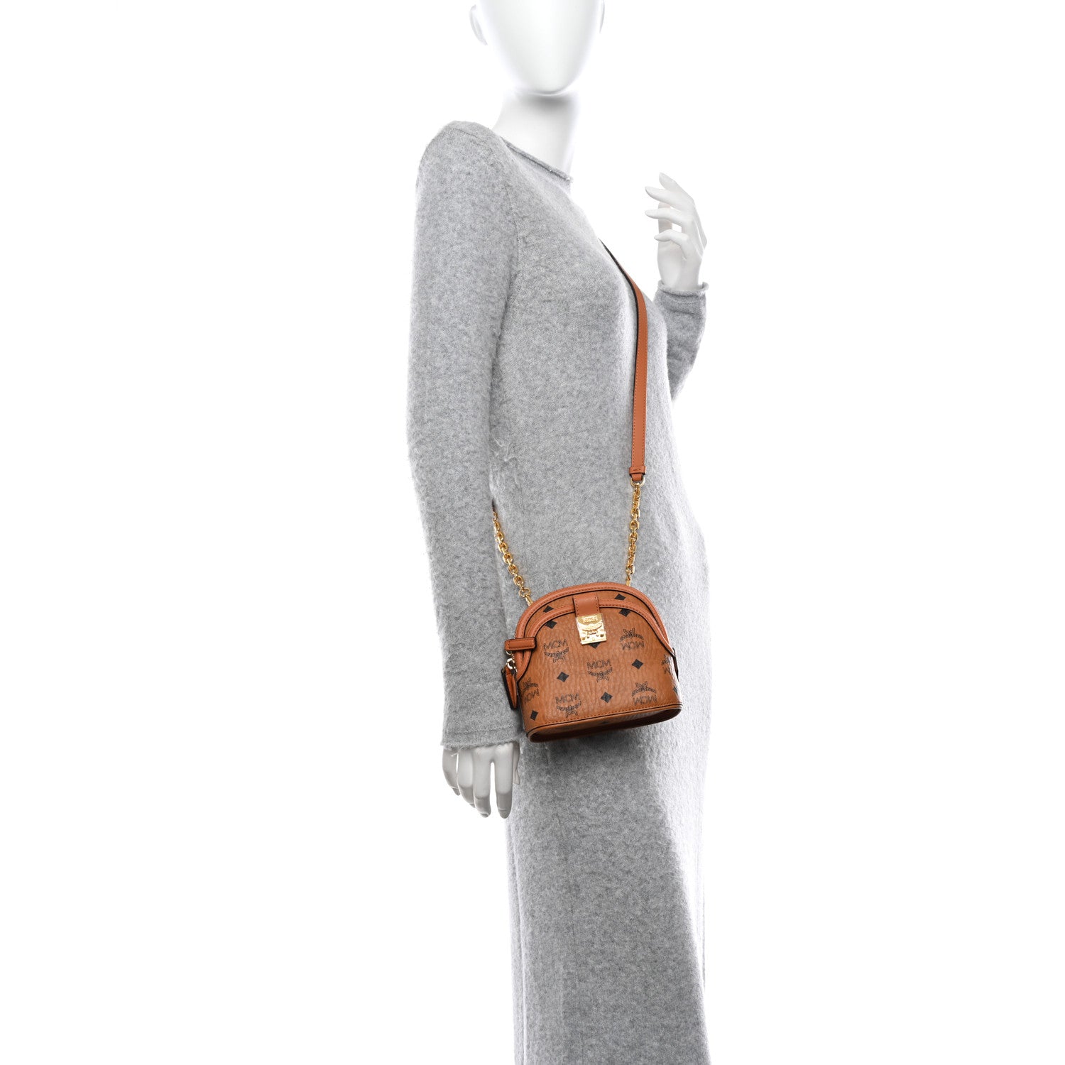 MCM Visetos Mini Anna Crossbody Bag Cognac 2 of 9