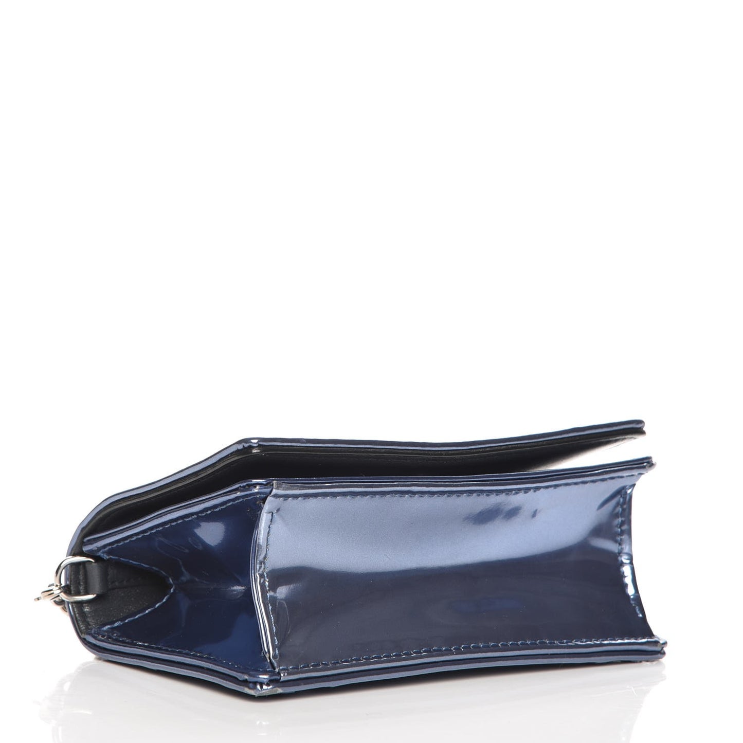 Metallic Patent Micro-Cannage Baby Diorama Flap Bag Blue