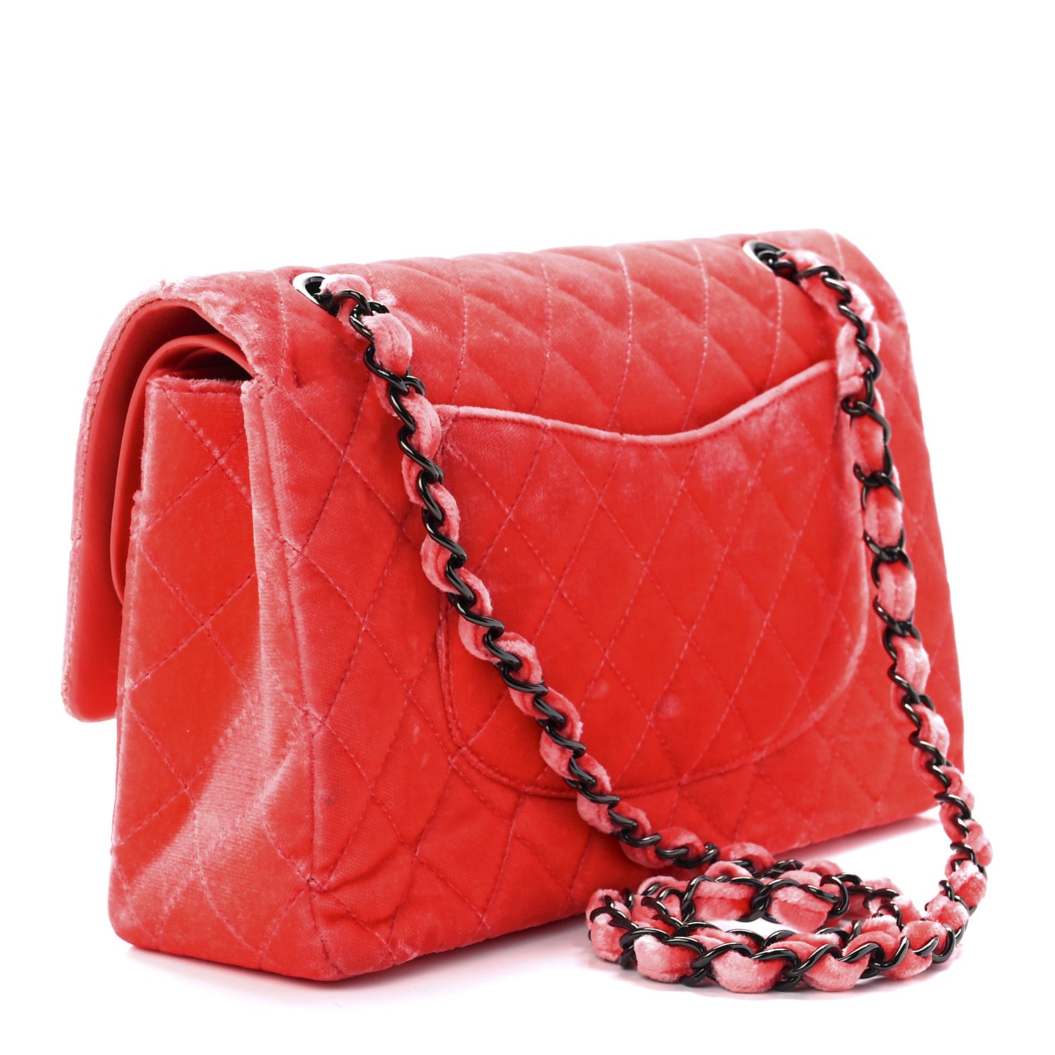 Chanel Velvet Quilted Medium Double Flap Coral 3 of 12