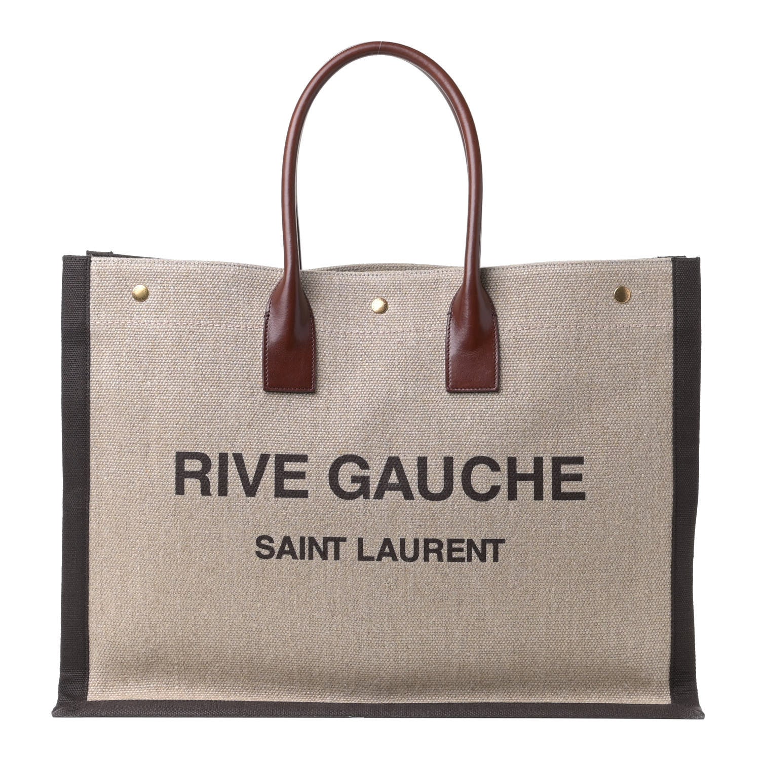 Saint Laurent Linen Calfskin Rive Gauche Tote Natural 1 of 5
