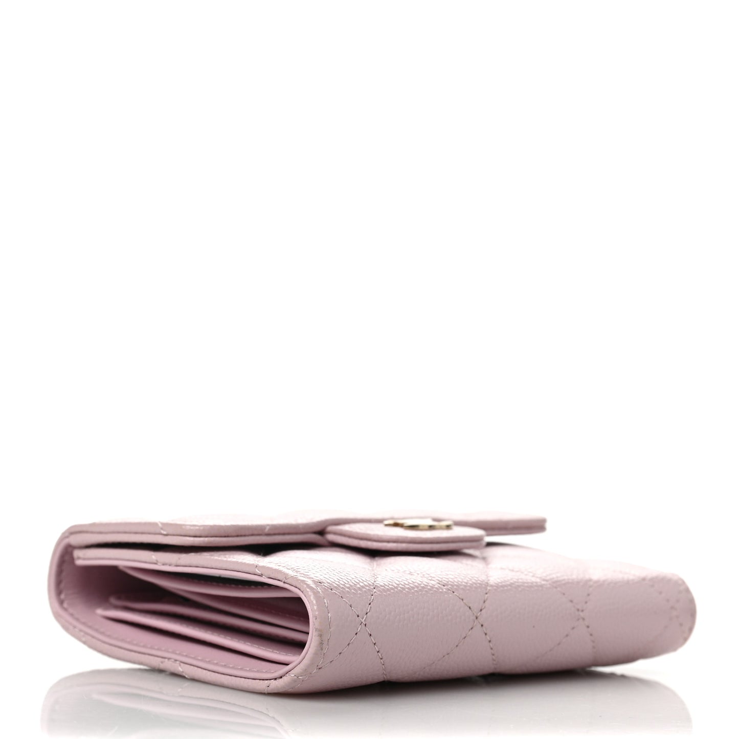 Caviar Quilted Compact Flap Wallet Light Pink