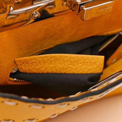 Fendi Vitello Granato Camoscio Selleria Macro Stitchings Mini Peekaboo Iconic Satchel Mimosa 8 of 11