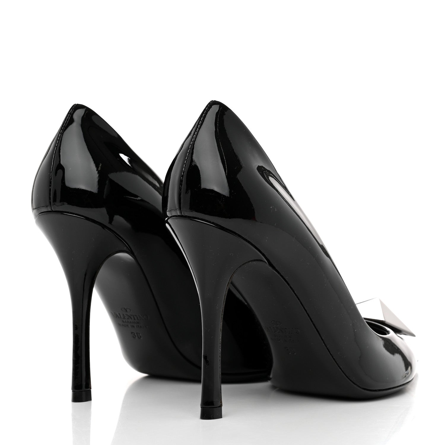 Valentino Garavani Patent Tonal One Stud 100mm Pumps 38 Black 4 of 8
