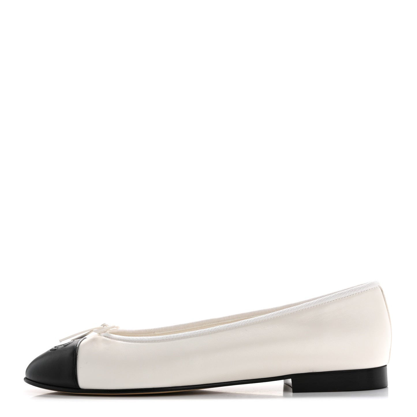 Lambskin Cap Toe CC Ballerina Flats 41 White Black