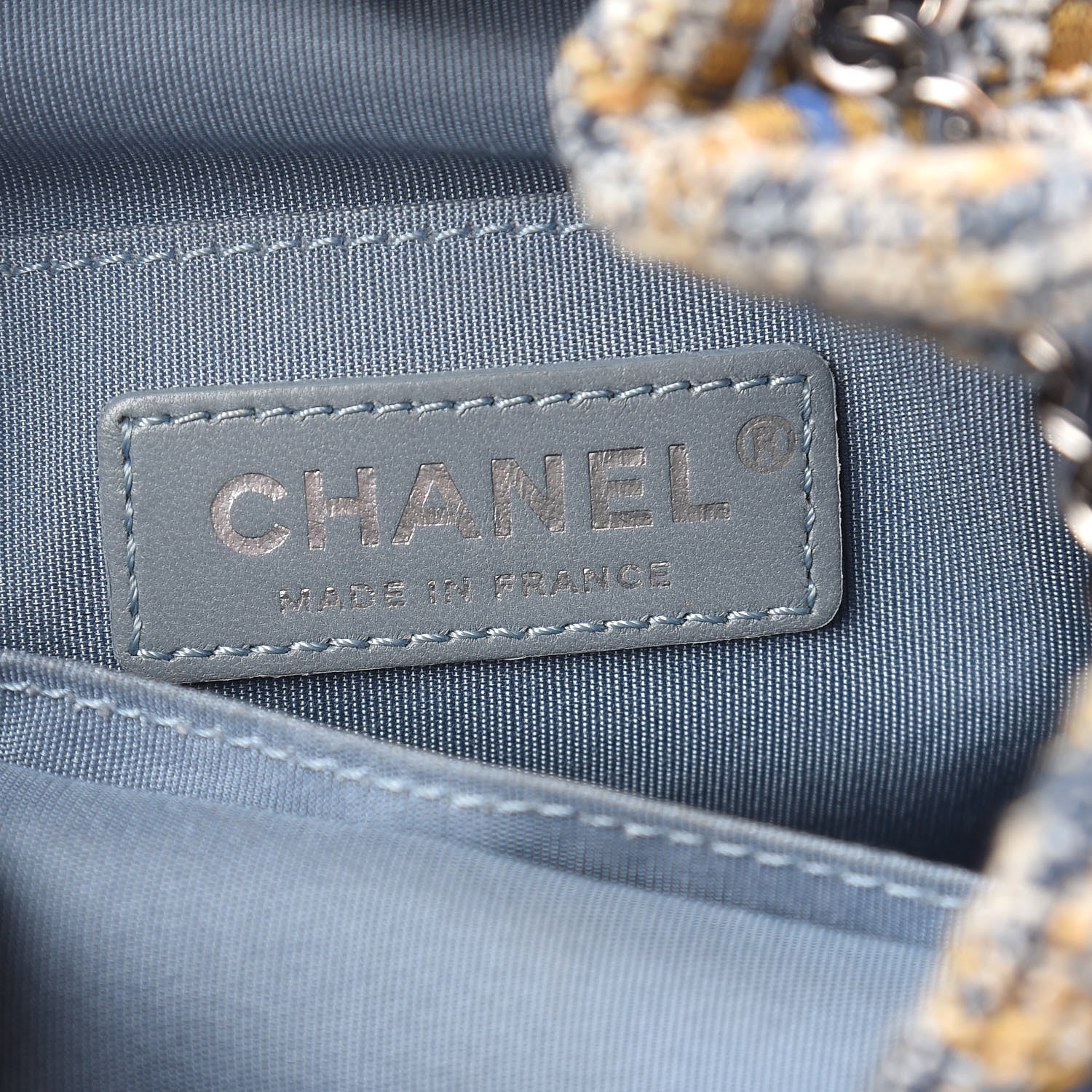 Chanel Tweed Calfskin Quilted Small Gabrielle Bucket Blue Multicolor 8 of 11