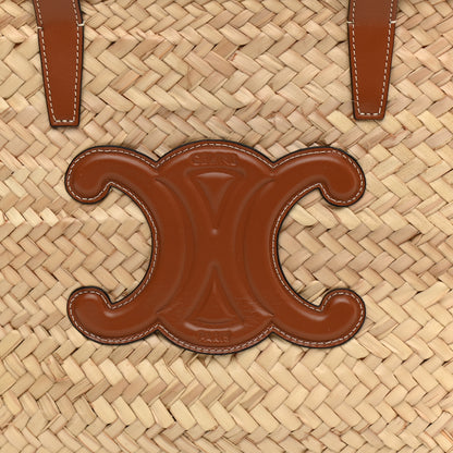 Celine Raffia Calfskin Triomphe Medium Panier Tan 7 of 10