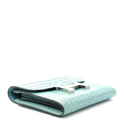 Hermes Matte Alligator Constance Short Wallet Bleu Paon 4 of 9