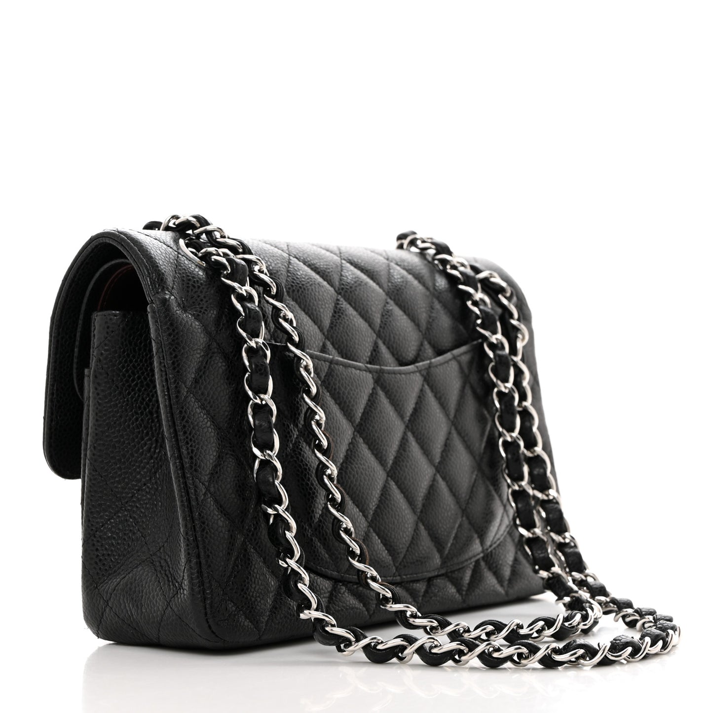 Caviar Quilted Small Double Flap Black