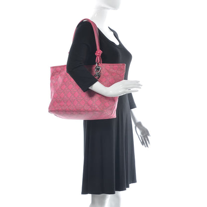 Christian Dior Coated Canvas Cannage Print Cherie Tote Pink 2 of 12