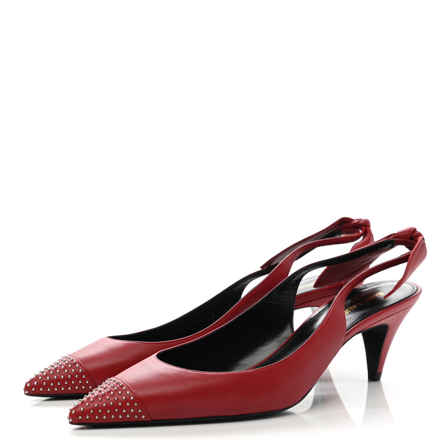 Calfskin Studded Charlotte 55 Slingback Pumps 40 Red