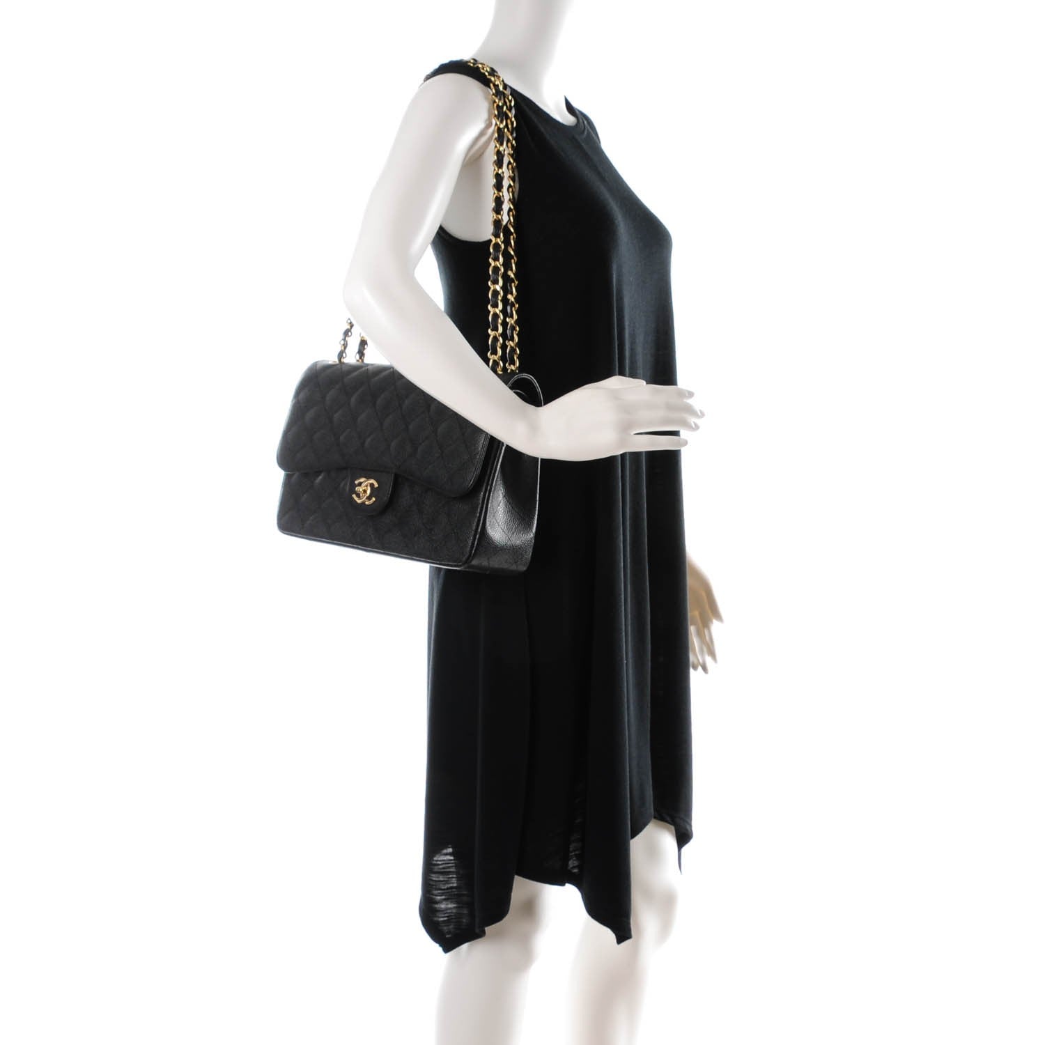 Chanel Caviar Quilted Jumbo Double Flap Black 2 of 8