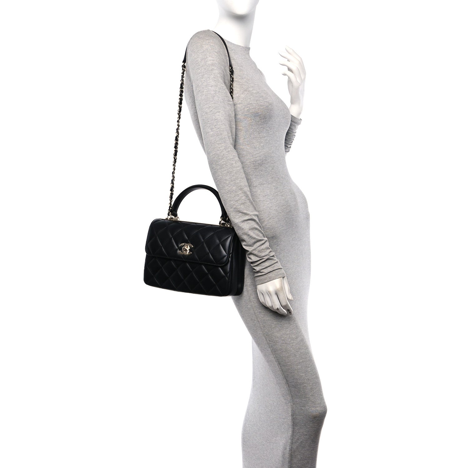 Chanel Lambskin Quilted Small Trendy CC Dual Handle Flap Bag Black 2 of 12