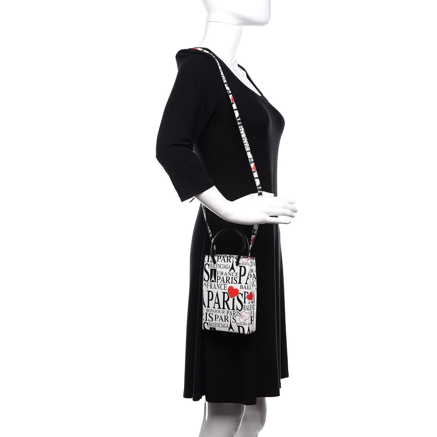 Calfskin Bonjour Paris Print Shopping Phone Holder Bag Paris Bonjour
