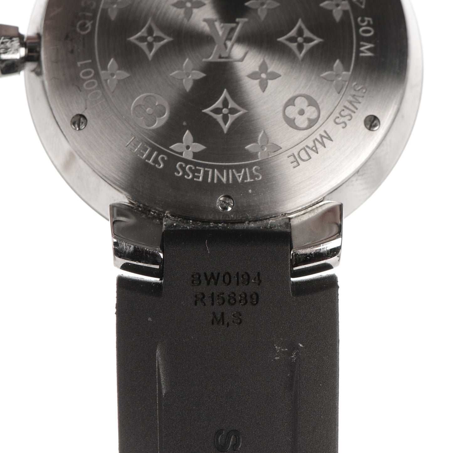 Stainless Steel Rubber Diamond 33mm Tambour Slim Quartz Watch