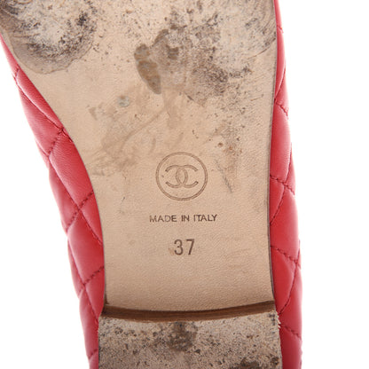 Chanel Lambskin Quilted Cap Toe CC Ballerina Flats 37 Light Red 9 of 11