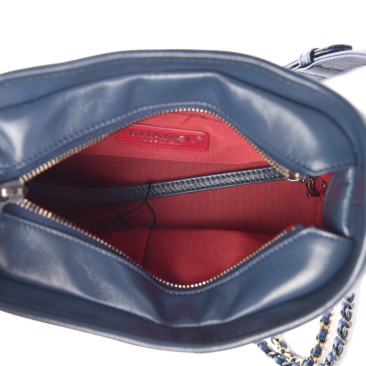 Aged Calfskin Chevron Quilted Small Gabrielle Hobo Blue