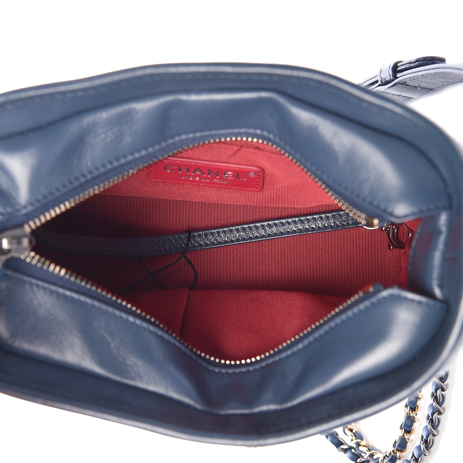 Chanel Aged Calfskin Chevron Quilted Small Gabrielle Hobo Blue 5 of 11
