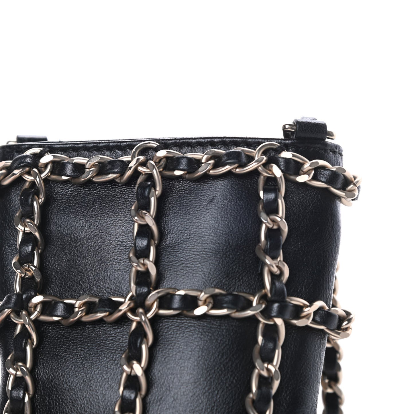 Lambskin Tech Me Out Clutch With Chain Black