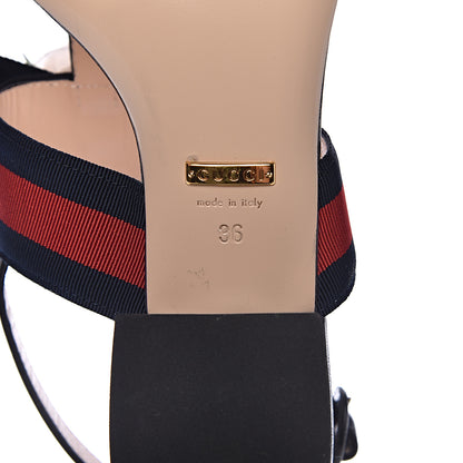 Gucci Lambskin Grosgrain Web Floral Thong Sandals 36 Blue 7 of 8