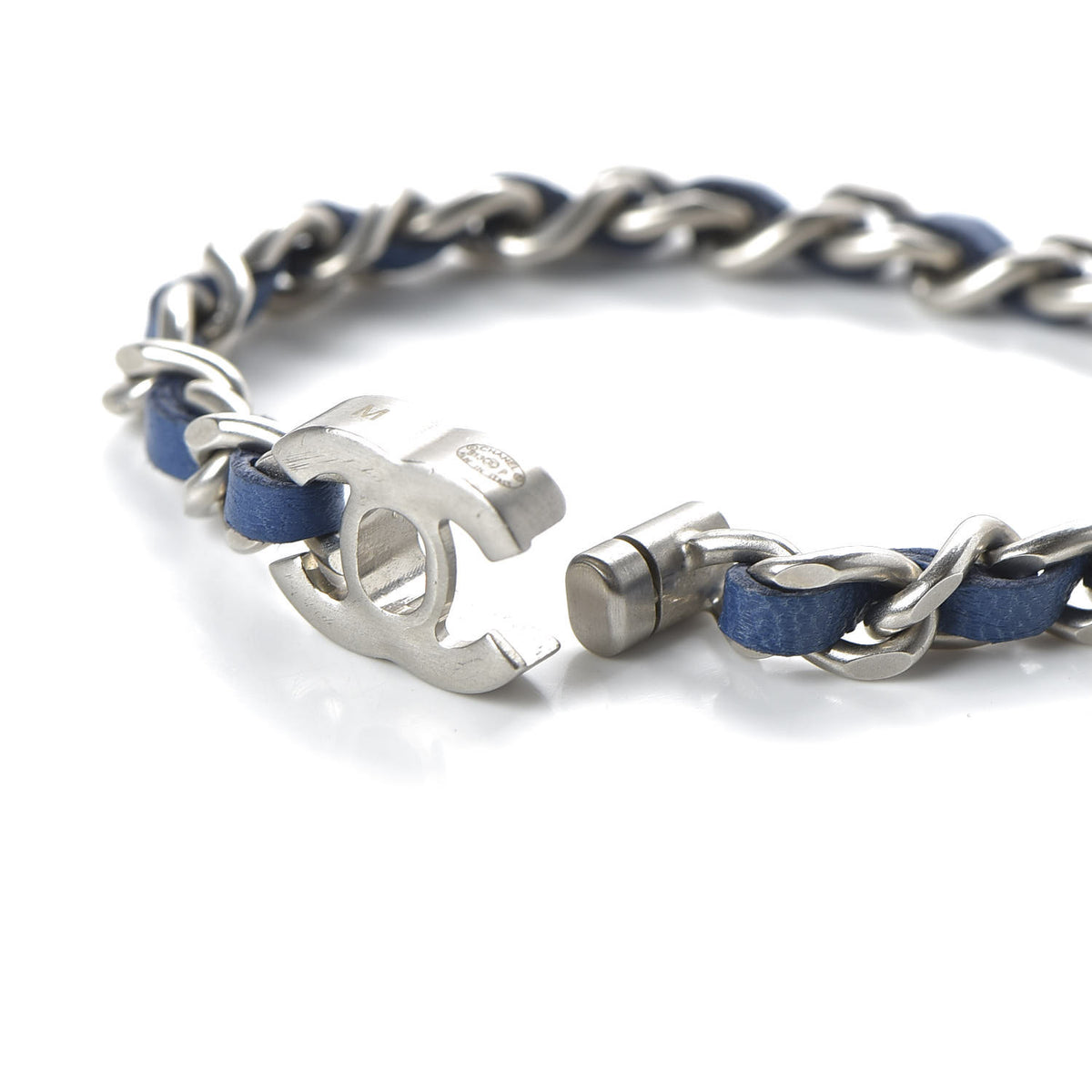 Chanel Lambskin CC Turnlock Chain Bracelet M Blue 4 of 5