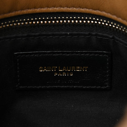 Saint Laurent Shearling Quilted Small Loulou Puffer Monogram Chain Satchel Cinnamon 6 of 10