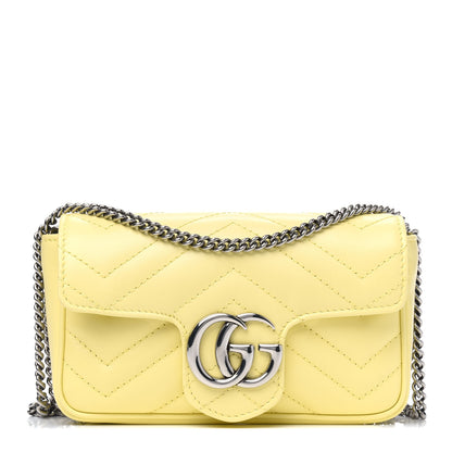 Gucci Calfskin Matelasse Super Mini GG Marmont Shoulder Bag Banana 1 of 5