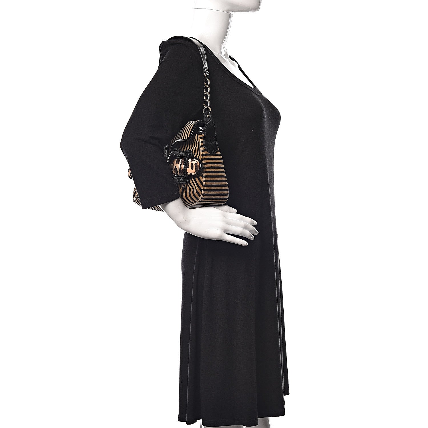 Fendi Velvet Calf Hair Leopard Print B Bis Flap Shoulder Bag Tobacco 2 of 9