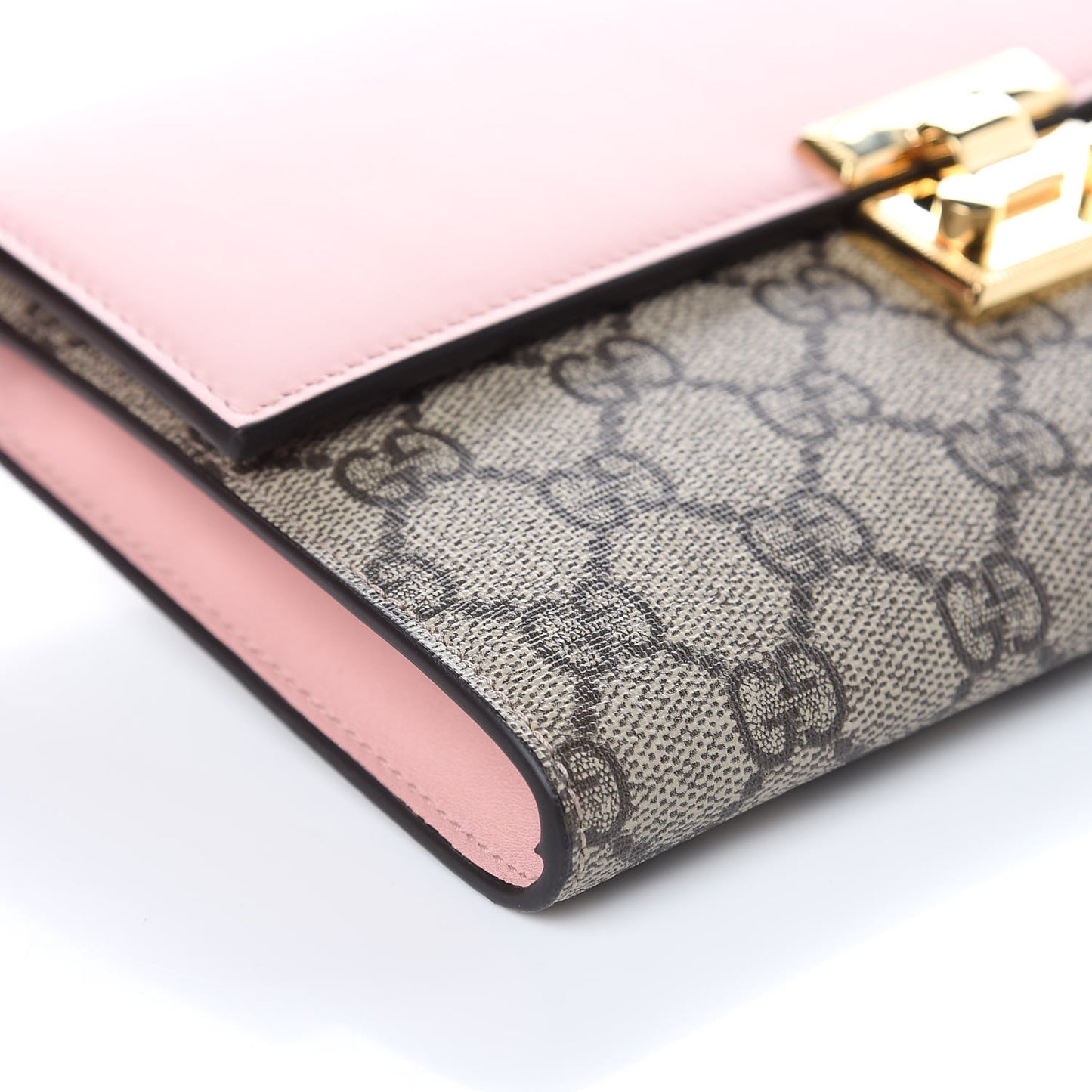 GG Supreme Monogram Calfskin Padlock Clutch Beige Perfect Pink