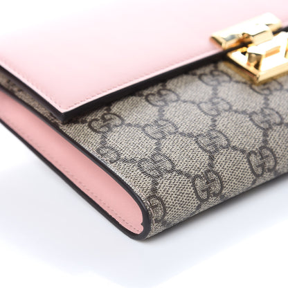 Gucci GG Supreme Monogram Calfskin Padlock Clutch Beige Perfect Pink 8 of 10