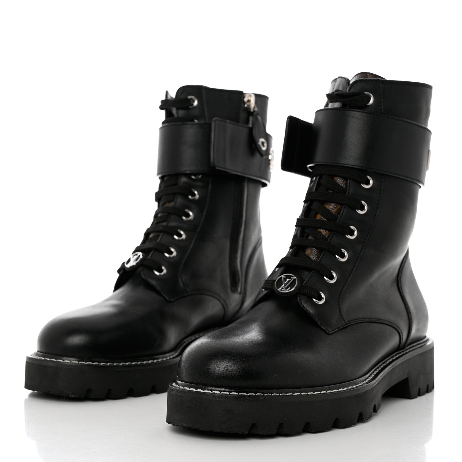 Louis Vuitton Calfskin Territory Flat Ranger Boots 38 Black 3 of 11
