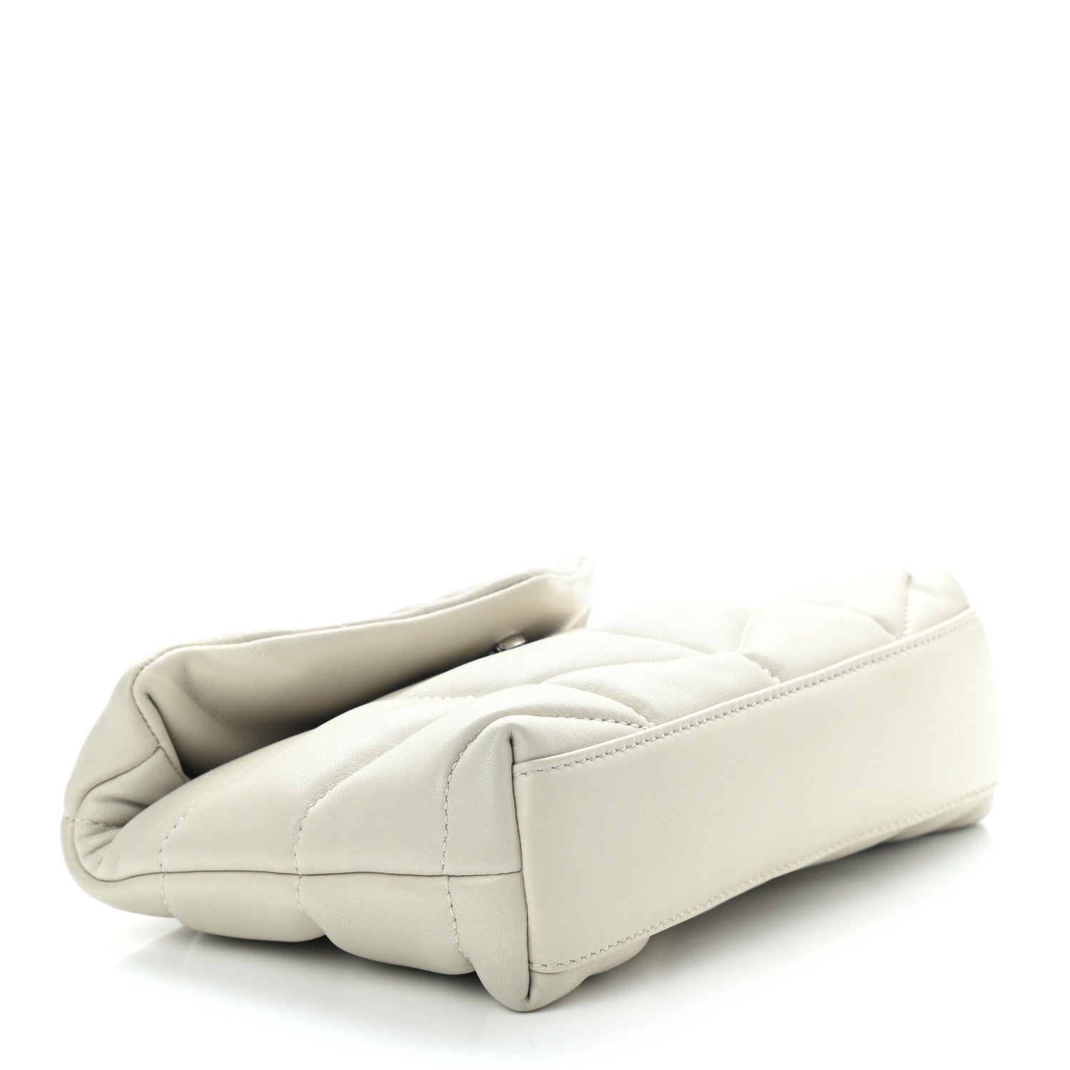 Saint Laurent Lambskin Monogram Loulou Puffer Pouch Clutch Crema Soft 4 of 7