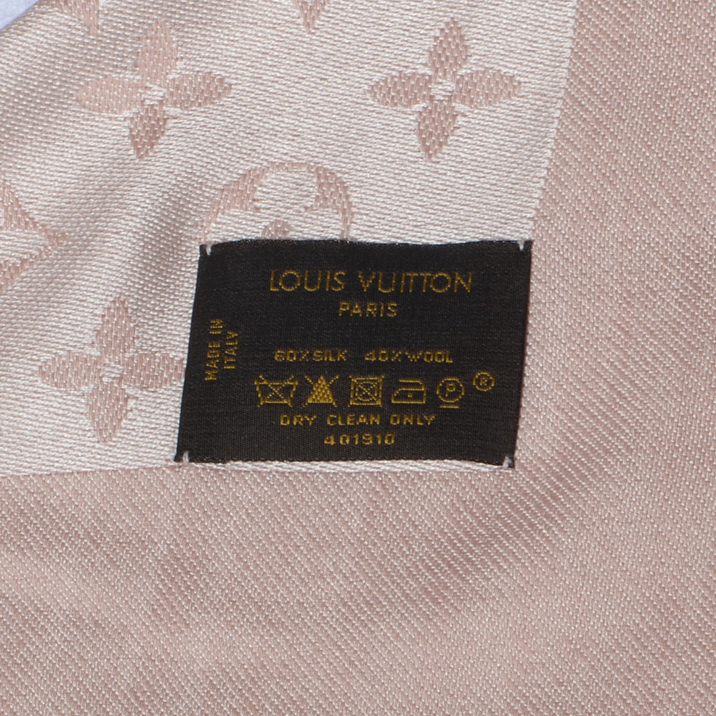 Silk Wool Monogram Shawl Natural